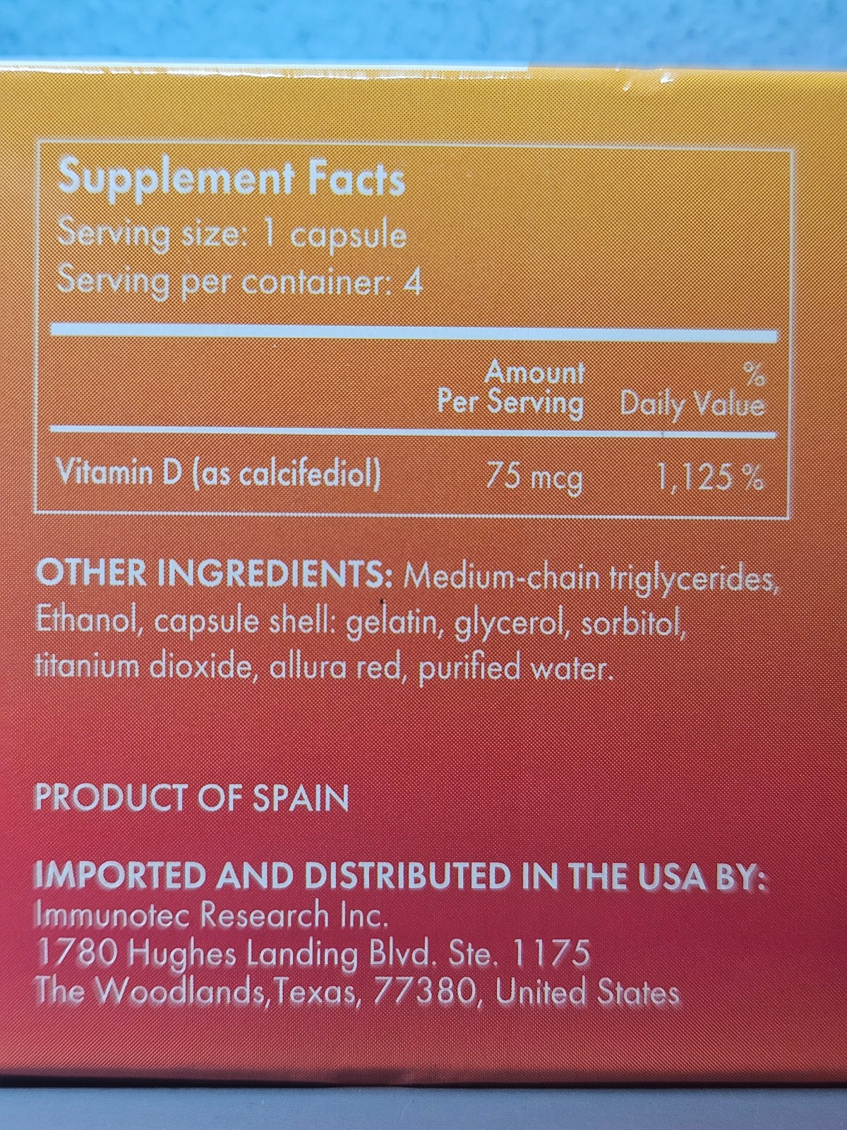 Immunotec SunRay One Weekly Capsule – 4 Capsules – New & Sealed Exp 12/2027