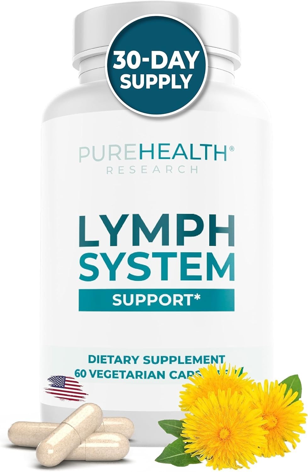 2PCS RESEARCH PUREHEALTH Lymph System Support Supplement,Lymphatic Drainage