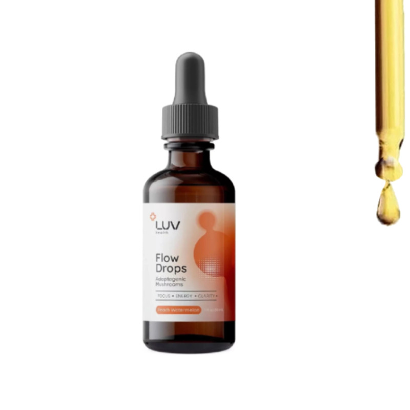 LUV Health Flow Drops – Adaptogen Mushroom Blend – Peach Watermelon Flavor – 1 #