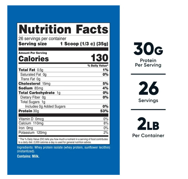 Nutricost Whey Isolate Unflavored 2lb Non-GMO Gluten Free