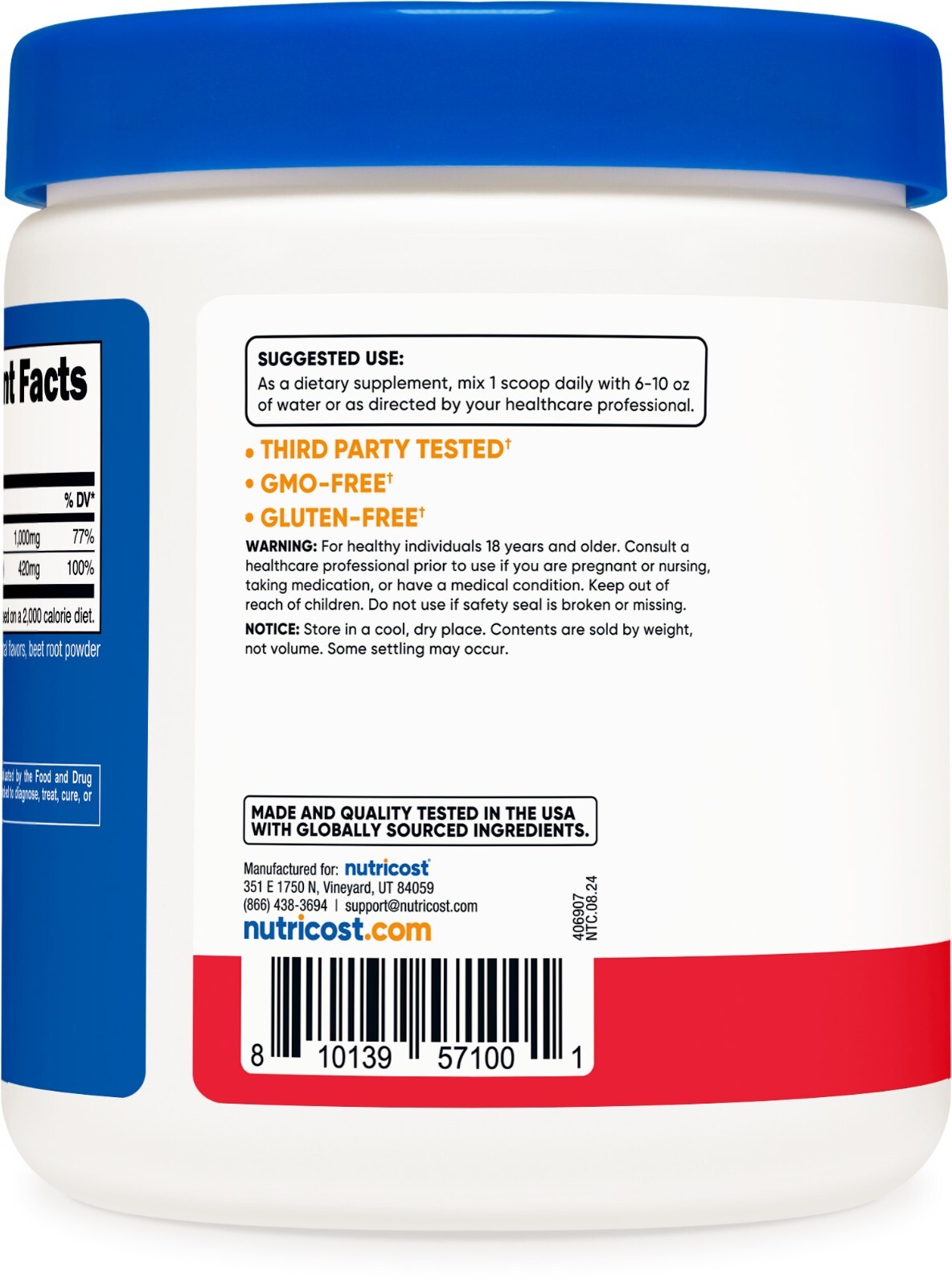 Nutricost Calcium Magnesium Powder (Fruit Punch, 30 Servings) – Non-GMO