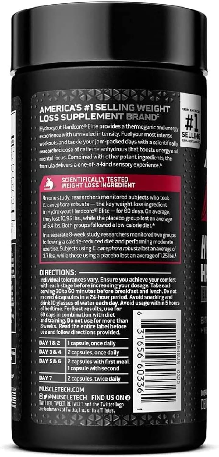 MuscleTech Hydroxycut Hardcore Elite 100 Caps Each (Pack of 2)
