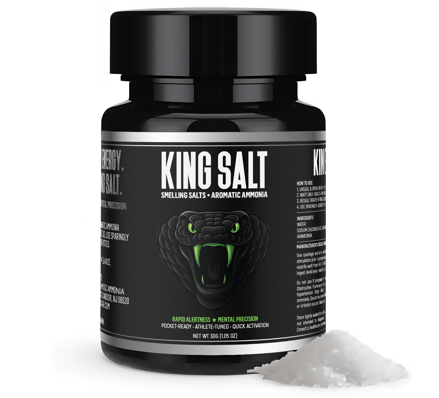 KING SALT-Smelling Salts-Strong Ammonia Inhalant-Focus Boost-Gym-Athletes-Sports