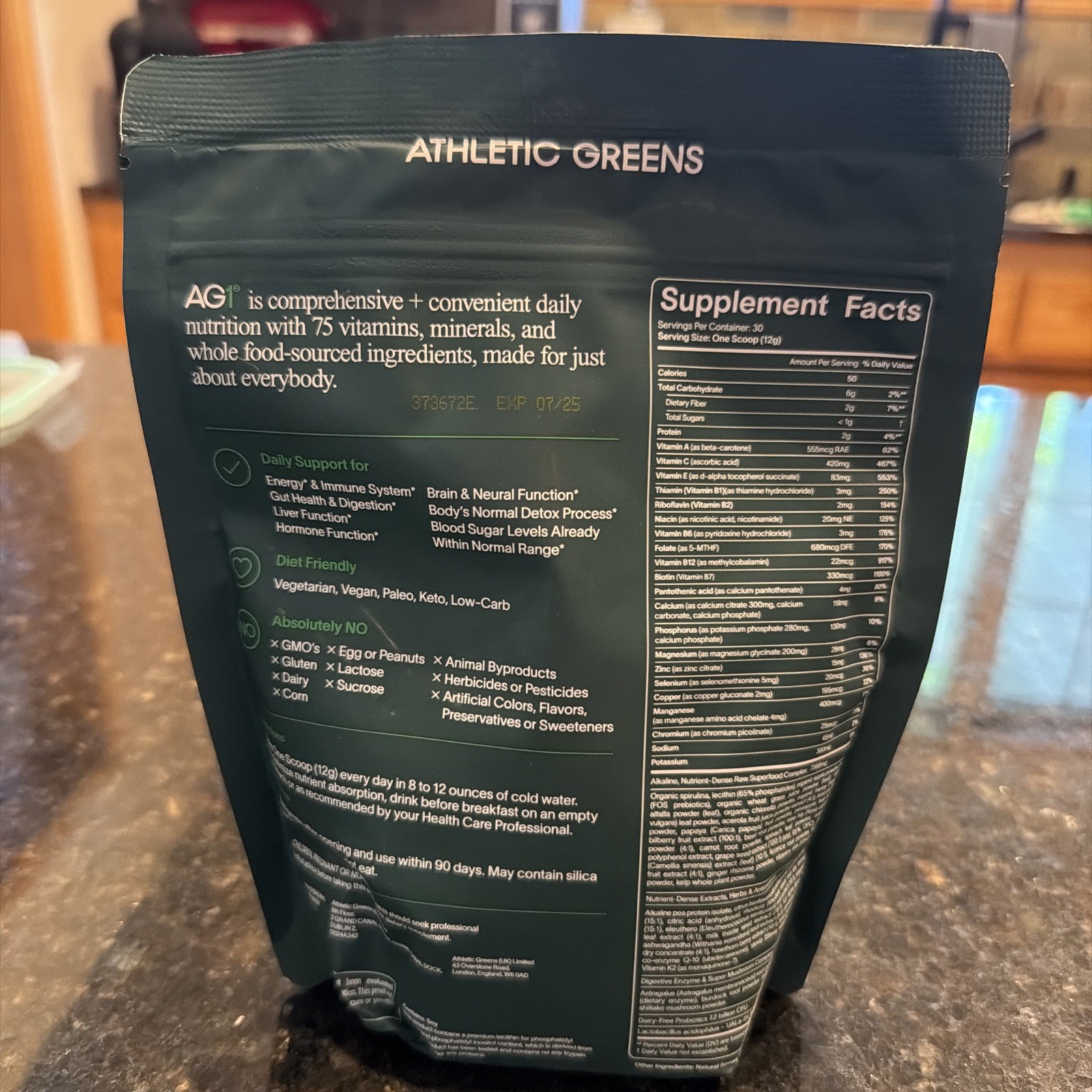 AG1 Athletic Greens PowderPouch 12.7oz/360g 30 Day Supply 1 Bag 7/25 expiration