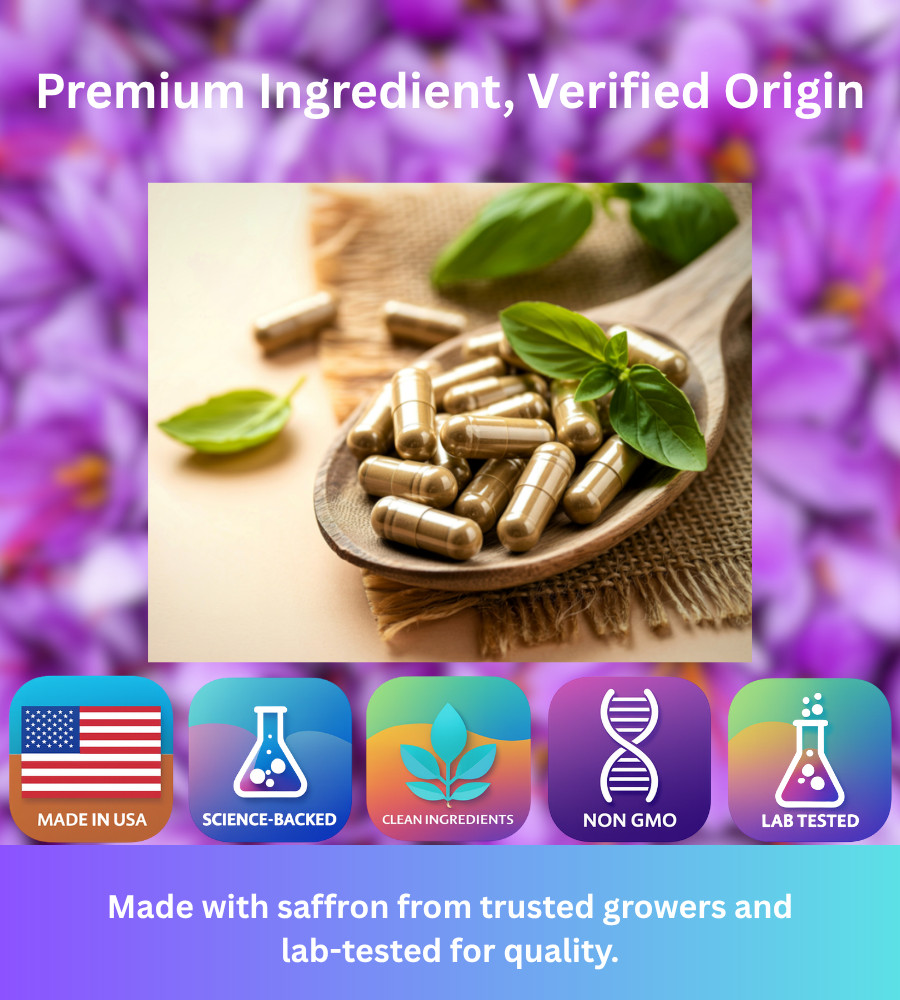 4 Bottles Authentic Saffron Extract for Mood & Focus – Large Size (480 Capsules)