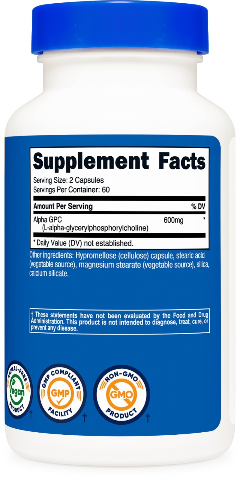Nutricost Alpha GPC 600mg Per Serving, 120 Vegetarian Capsules – Non-GMO