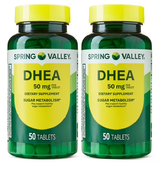 Spring Valley DHEA 50mg Tablets, Dietary Supplement, 50 Count (2-Pack)