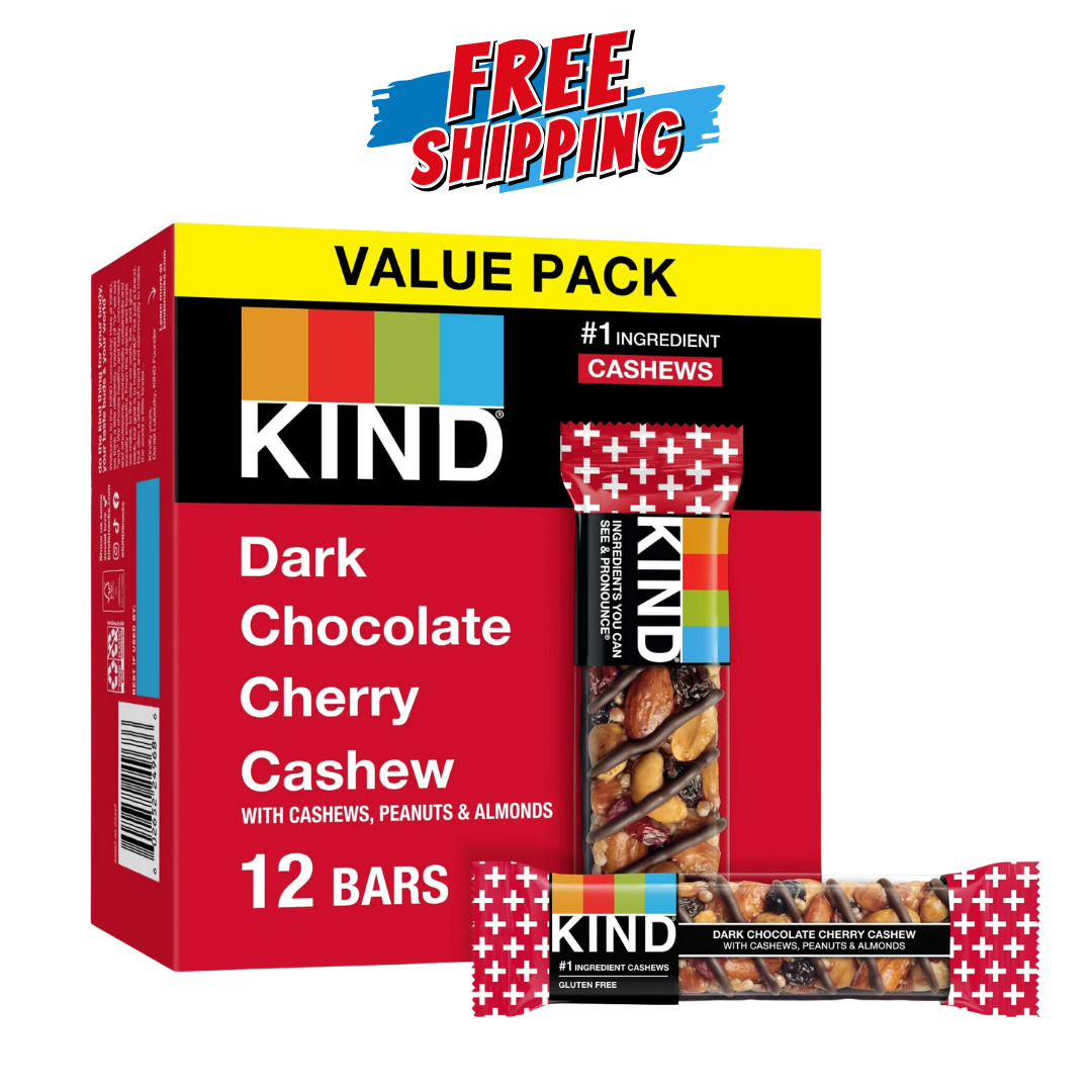 KIND Bars, Dark Chocolate Cherry Cashew + Antioxidants, Gluten Free, 1.4 Ounce