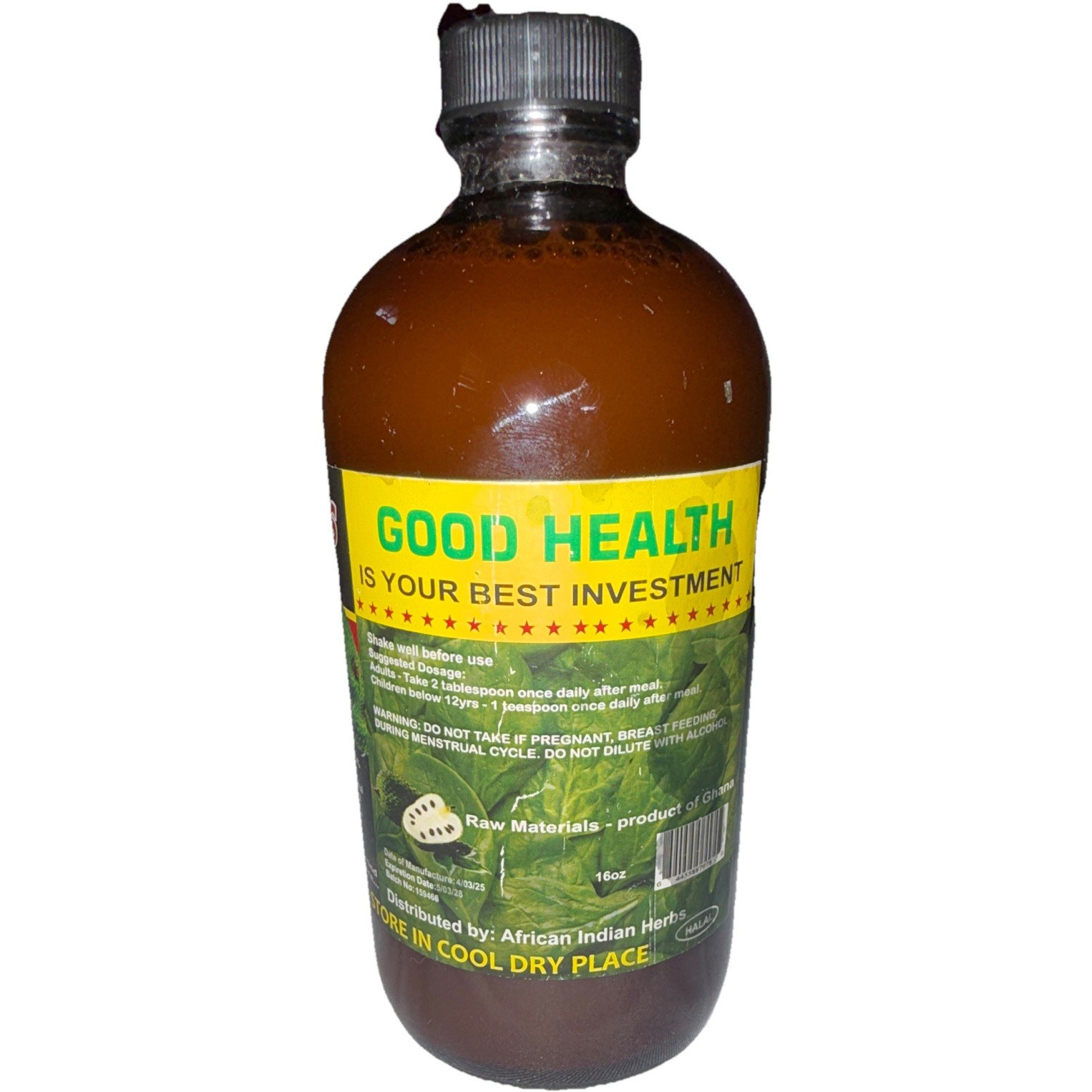 African Indian Herb’s Soursop Bitters Detox Cleanser Liquid 16oz All Natural