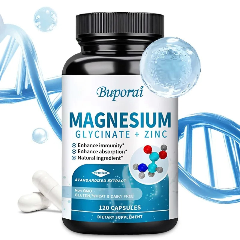 Magnesium Glycinate + Zinc 120pcs,Energy Production,Promotes Bone & Heart Health
