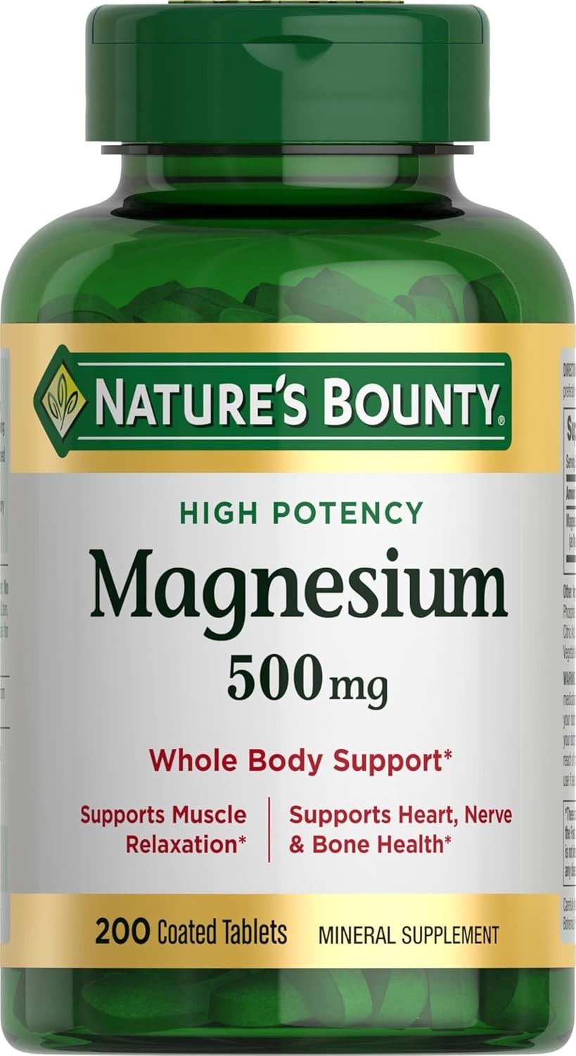 Nature’s Bounty Magnesium 500 mg Tablets, High Potency Magnesium Supplement