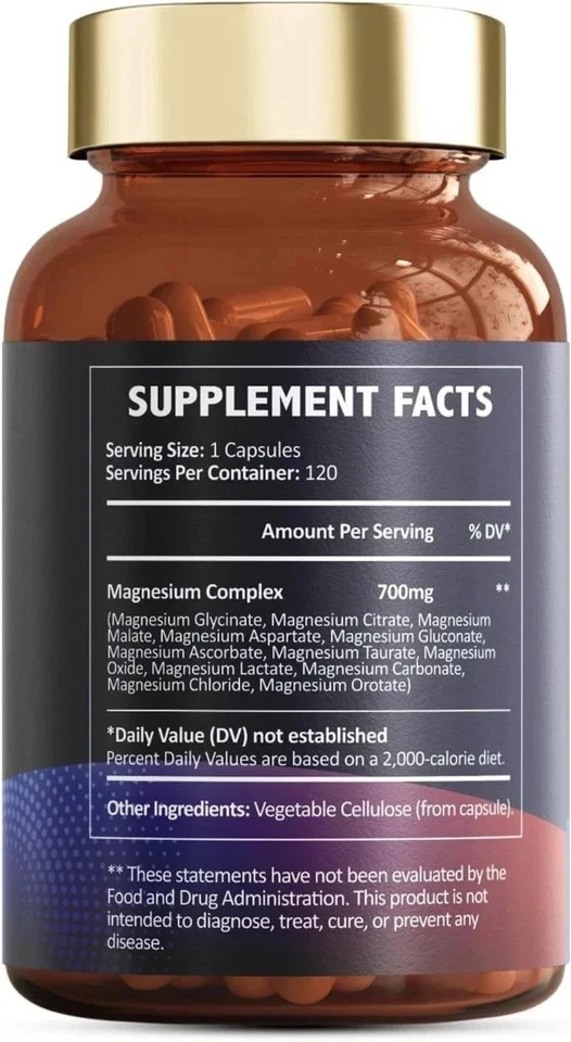 2PACK Magnesium 12 in 1 Complex – 700mg Dietary Supplement 120 Capsules hot sale