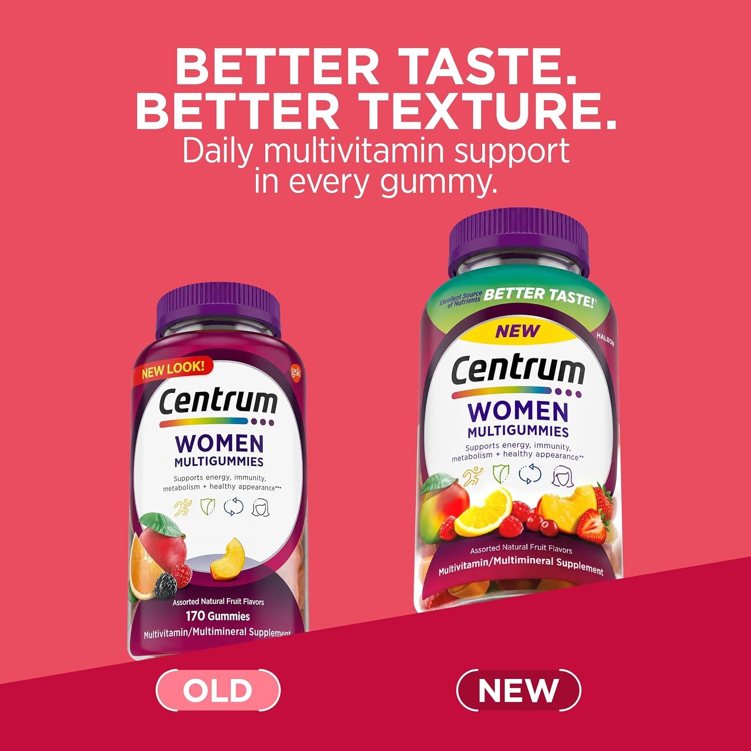 Centrum Women’s Multivitamin Gummies, Natural Fruit Flavor, Assorted Fruit