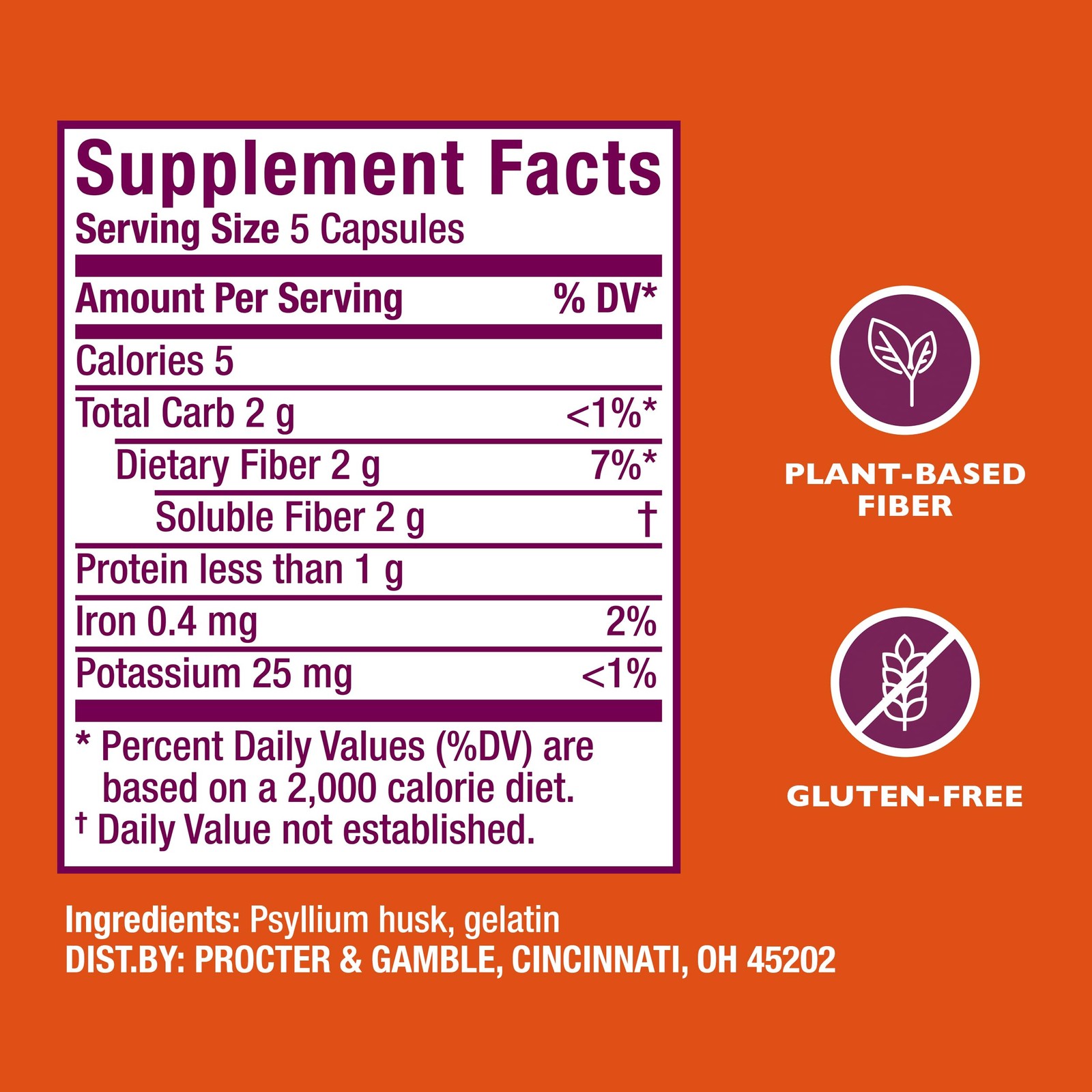 Metamucil 3-in-1 Fiber Capsules, Daily Psyllium Husk 300 Count (Pack of 1)