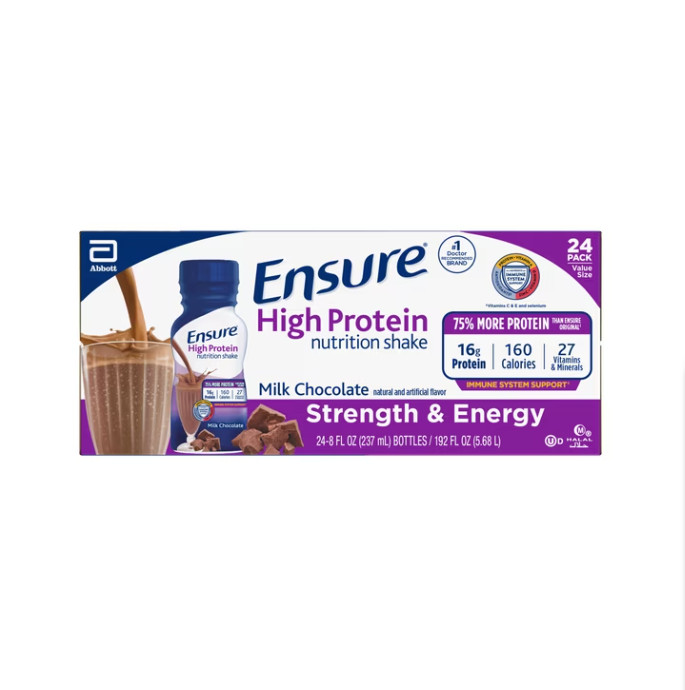 Ensure High Protein Nutrition Shake Milk Chocolate 8 floz 24 Pack Ready to Drink