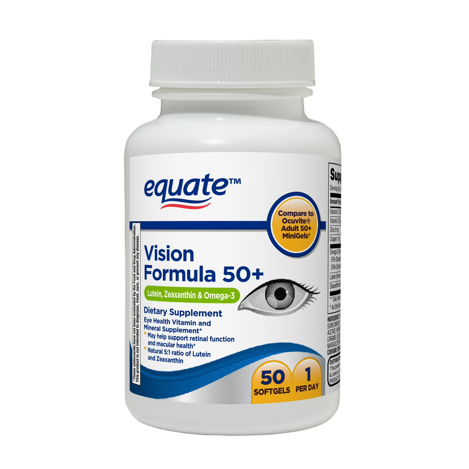 Equate Vision Formula 50+ Dietary Supplement, 50 Softgels