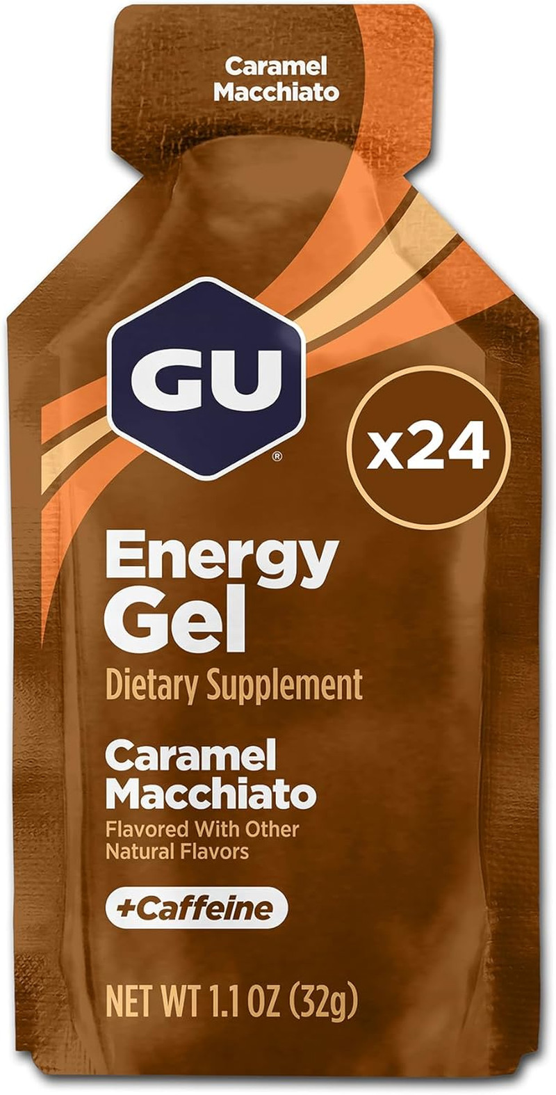 GU Energy Original Sports Nutrition Energy Gel Caramel Macchiato 8, 24 Count Box