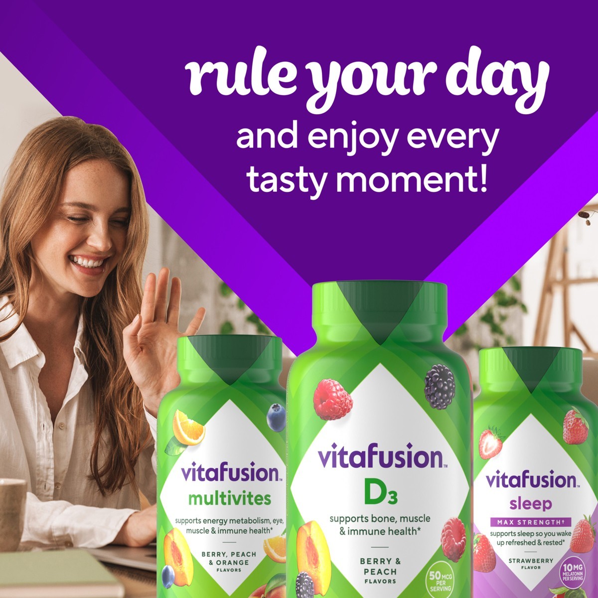 Vitafusion Vitamin D3 Gummy Vitamins – Peach, Blackberry and Strawberry – 150ct