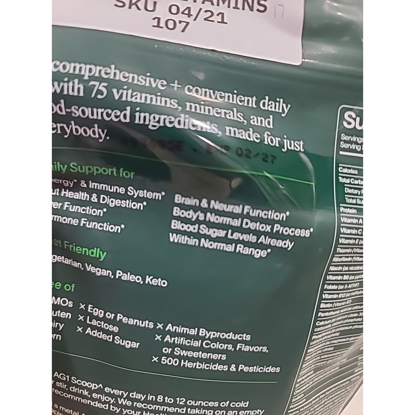 Greens Powder Pouch 12.7oz / 360g 30 Day Supply 1 Bag NEW SEALED