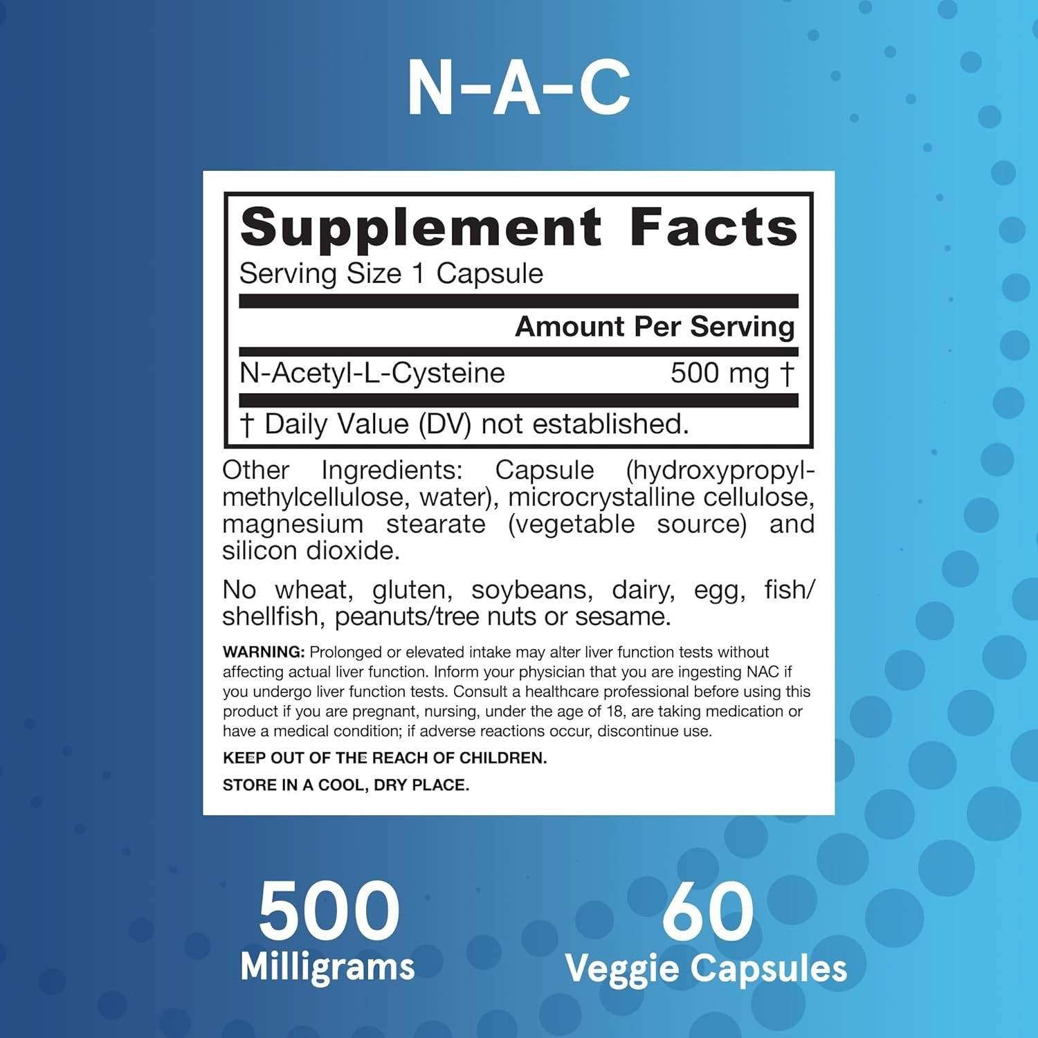 Liver Health Support with N-A-C 500mg – Antioxidant Power in 60 Veggie Capsules