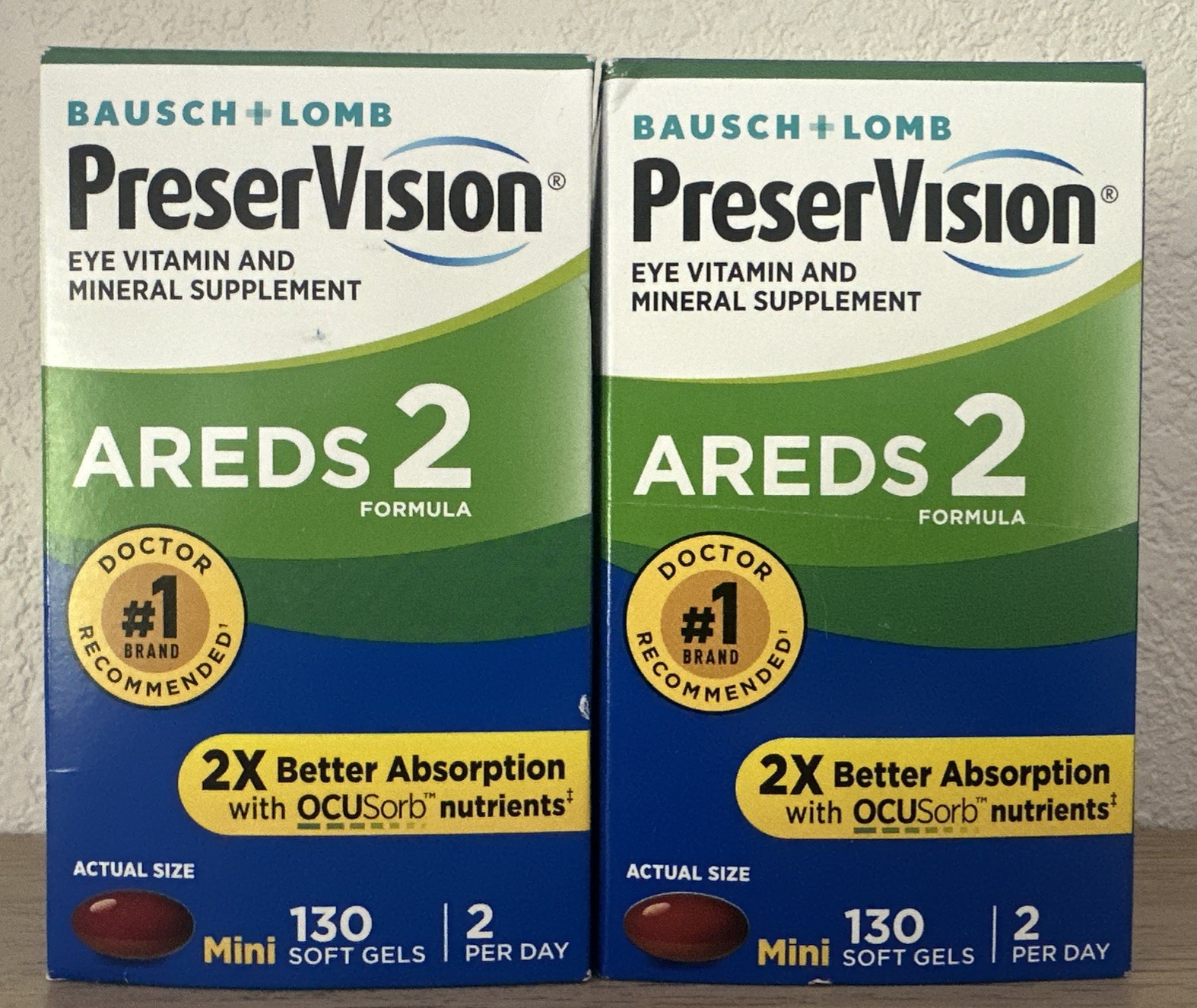 Bausch+Lomb PreserVision AREDS 2 Formula 130 Softgels Pack of 2 Exp 01/2027+