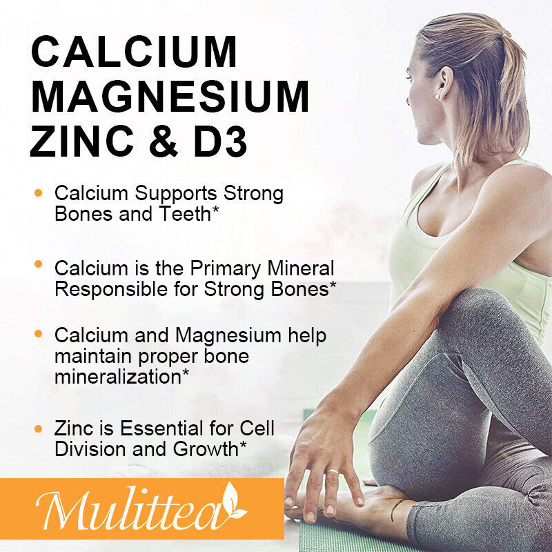 Zinc Calcium Magnesium & Vitamin D Complex Supplement Bone Muscle Immune Support