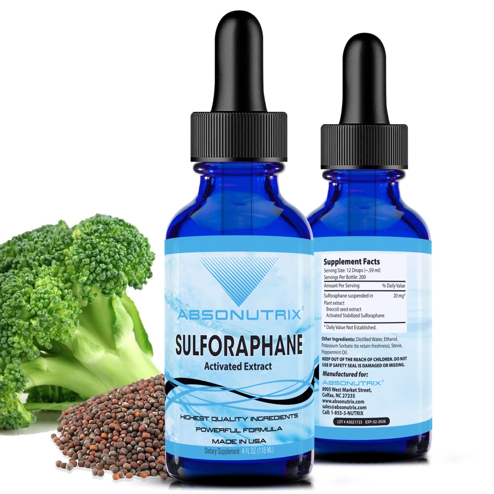 Absonutrix Activated and Stabilized Sulforaphane, 20 mg, 200 Servings