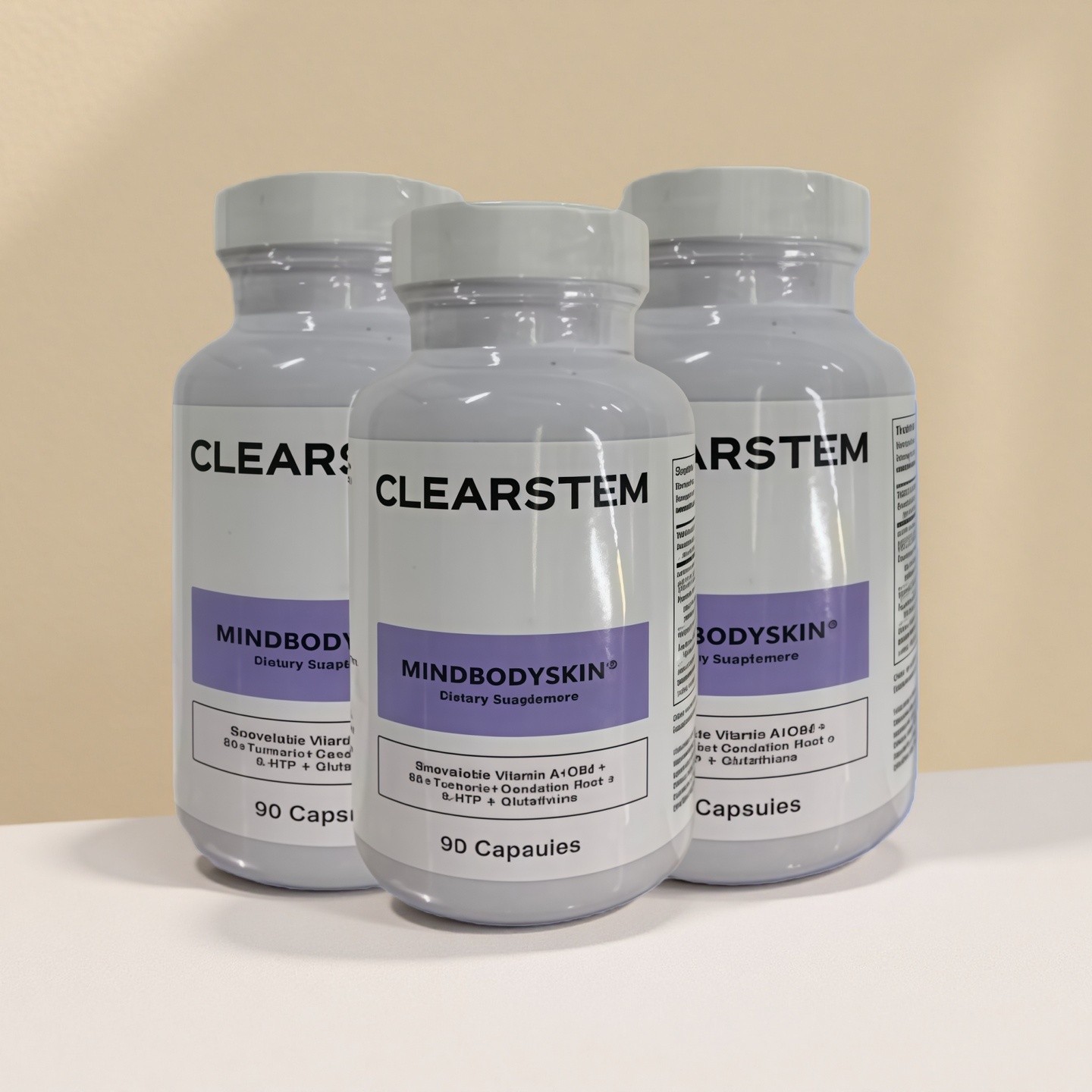 CLEARSTEM MINDBODYSKIN 3 Pack Acne Skin Hair Health Supplement 270 Capsules