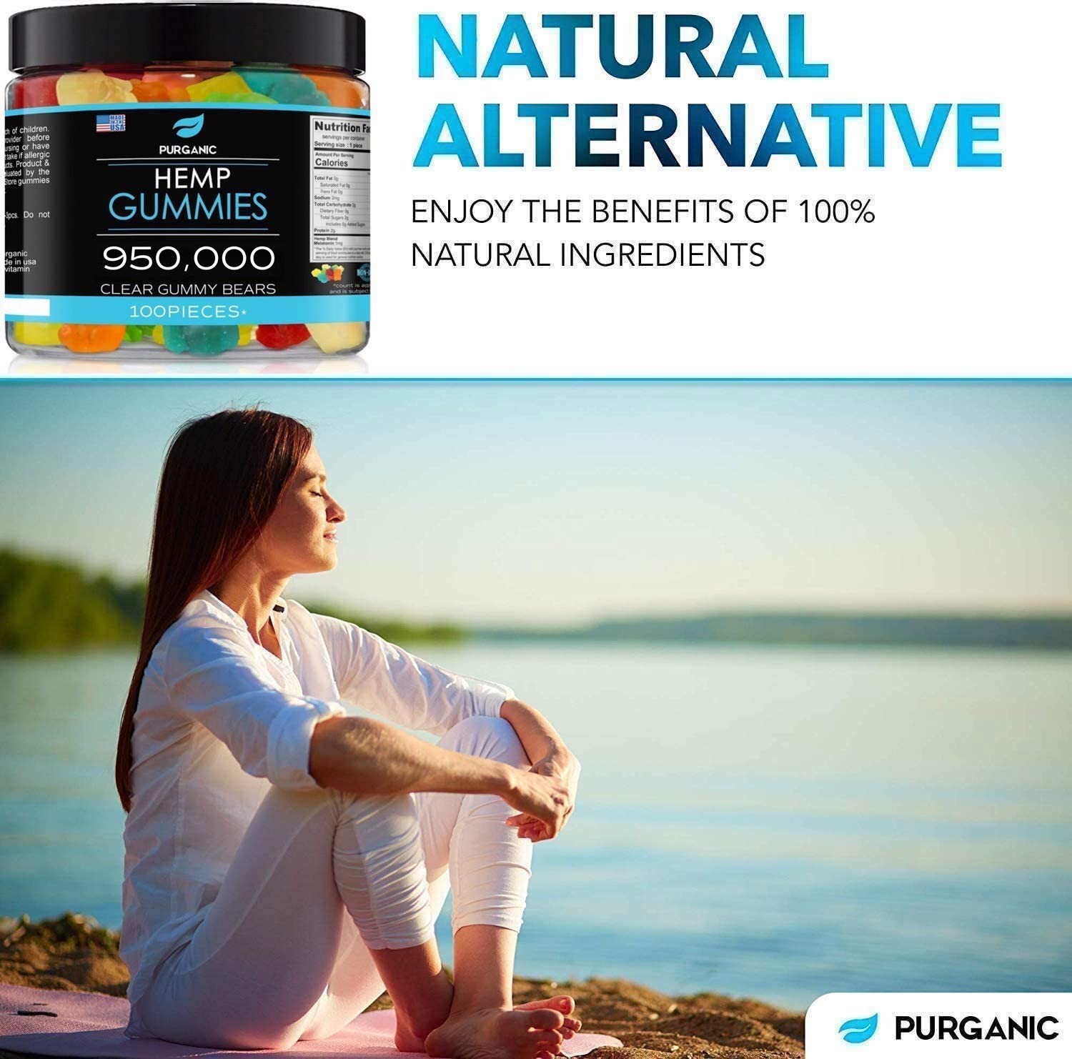 Natural Gummies for Stress Relief – Great for Pain, Insomnia & Anxiety – 100ct