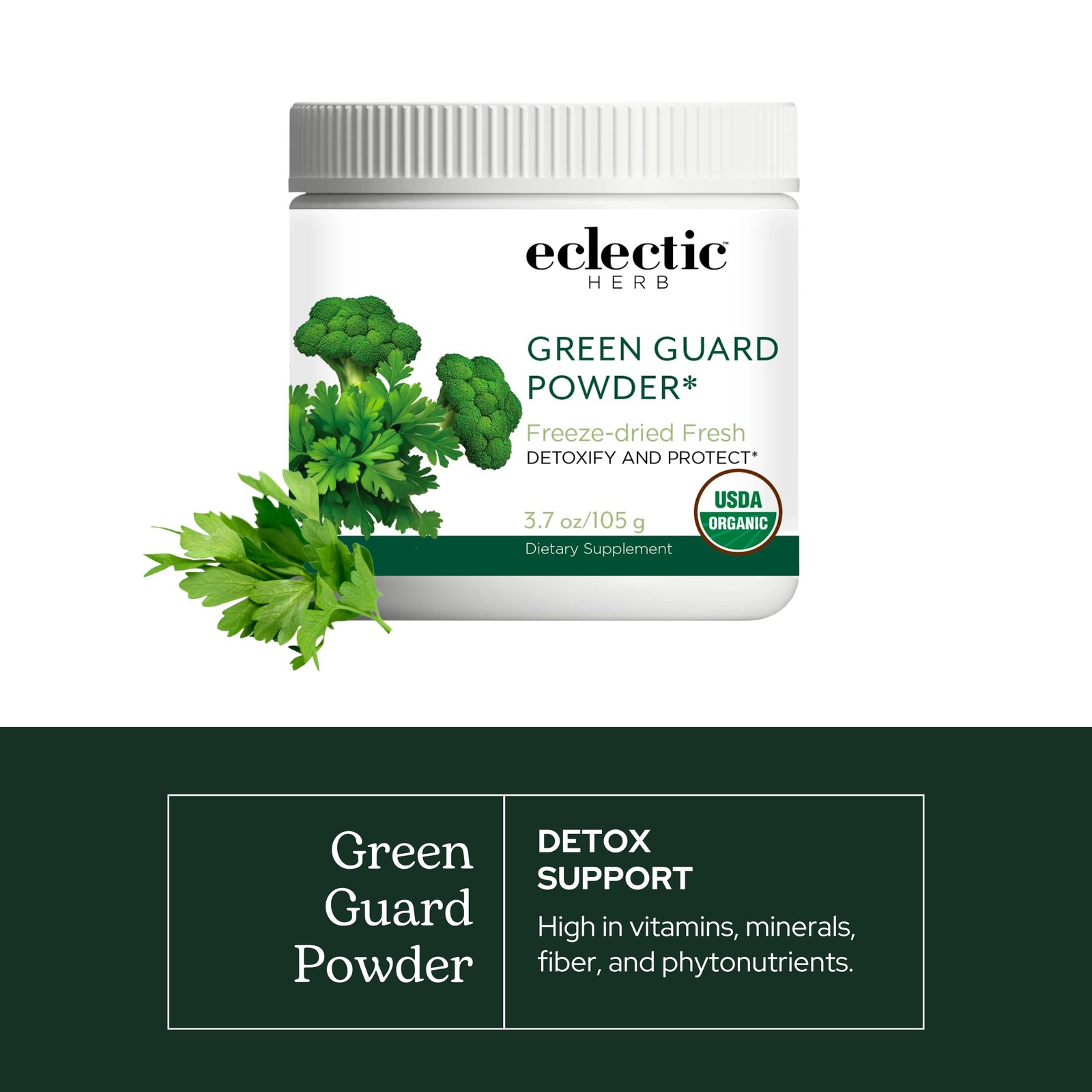 Eclectic Institute Green Guard Powder 3.7 oz Organic Detox Superfood Drink