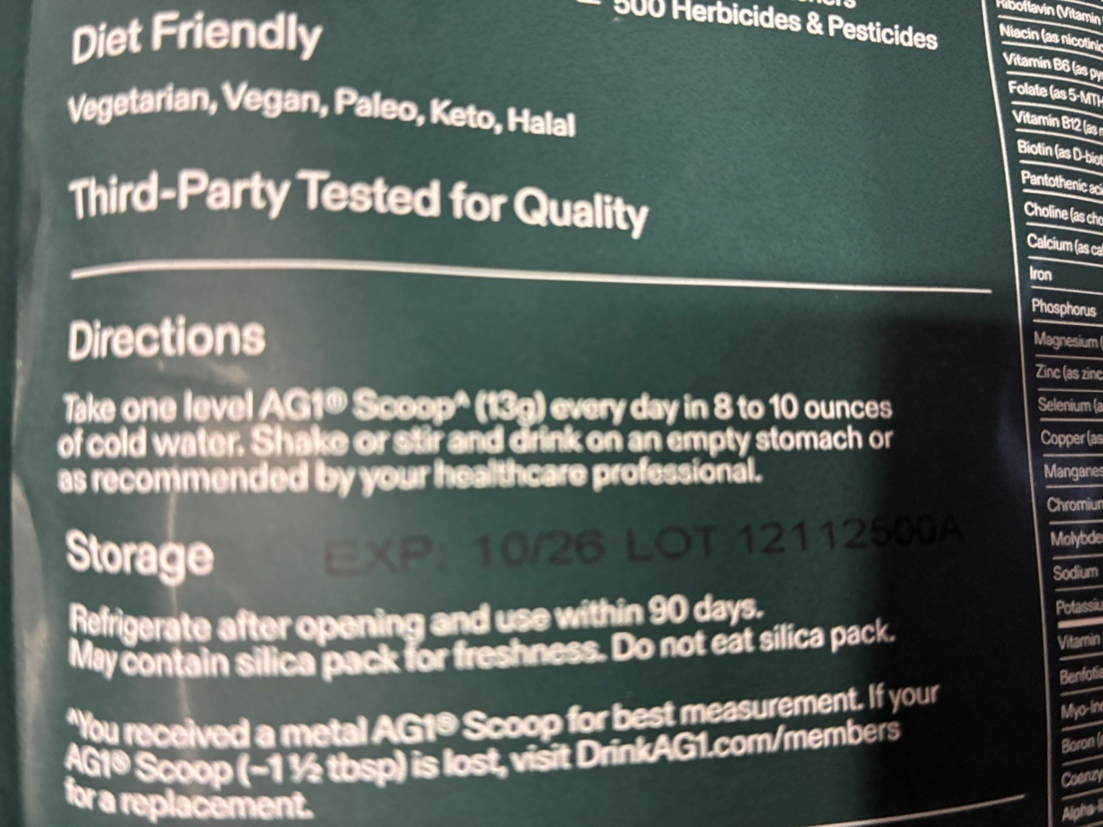 Lot Of 2 – AG1 Daily Foundational Nutrition 30-day Supply per Bag Exp 9 &10 /26