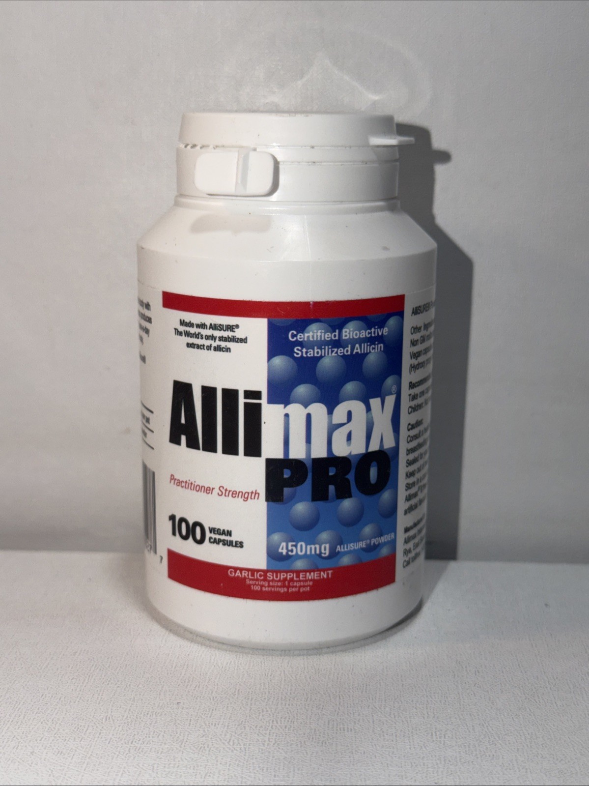 Allimax Pro 450mg Garlic Supplement 100 Vegan Capsules New & Sealed
