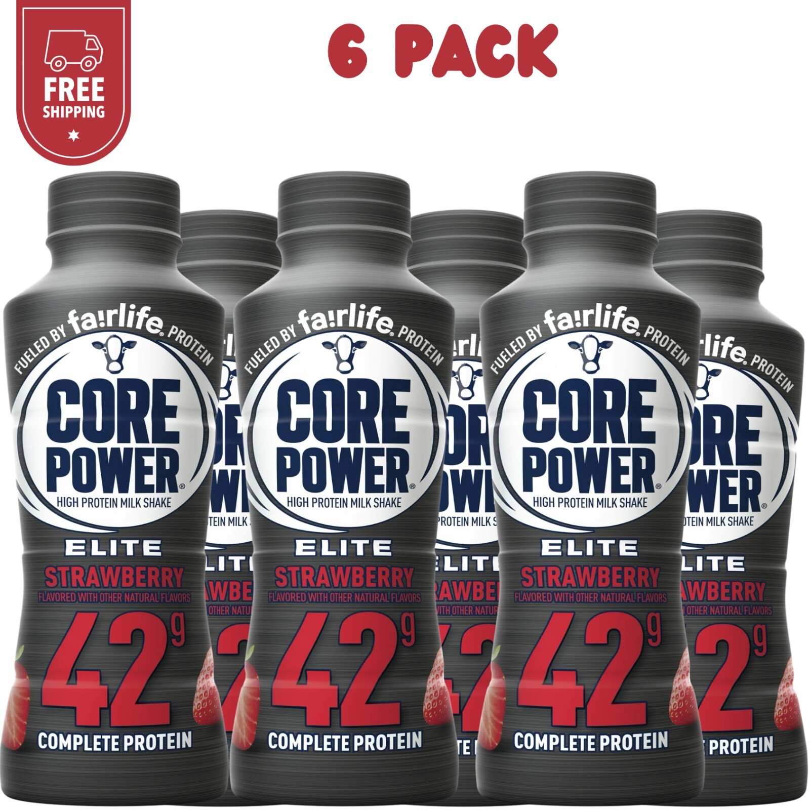 Core Power Elite Protein Shakes Strawberry 42 g, 14 Oz – 6 Bottles