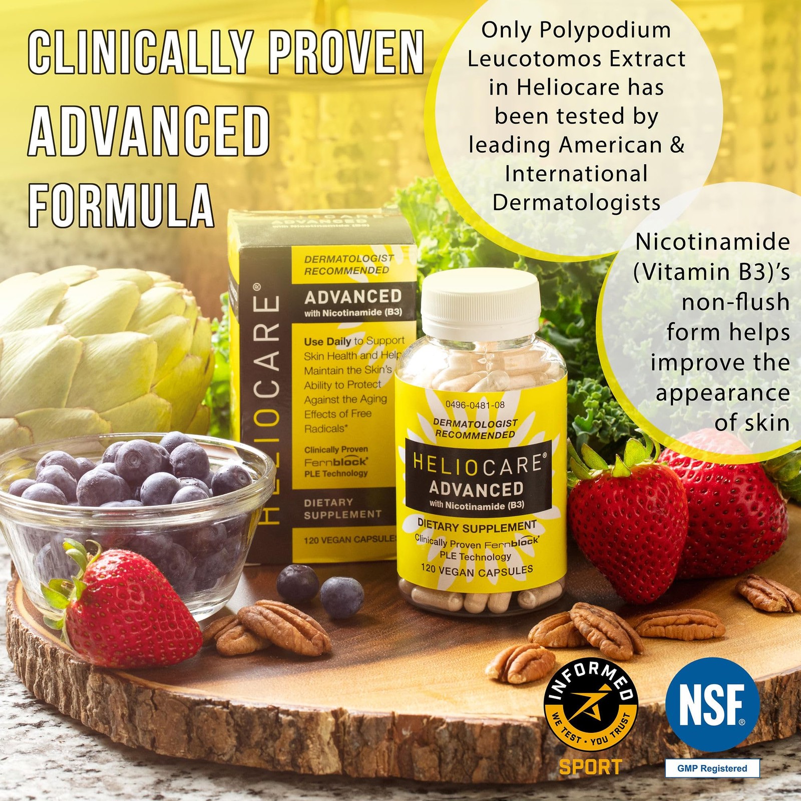 Heliocare Advanced Niacin B3 Supplement: Fernblock PLE 120 Count (Pack of 1)