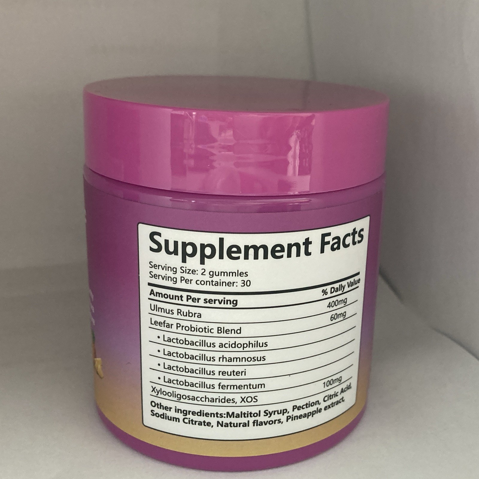 Boqiao Women’s Probiotic + Slippery Elm Pineapple Gummies, Digestive, 60