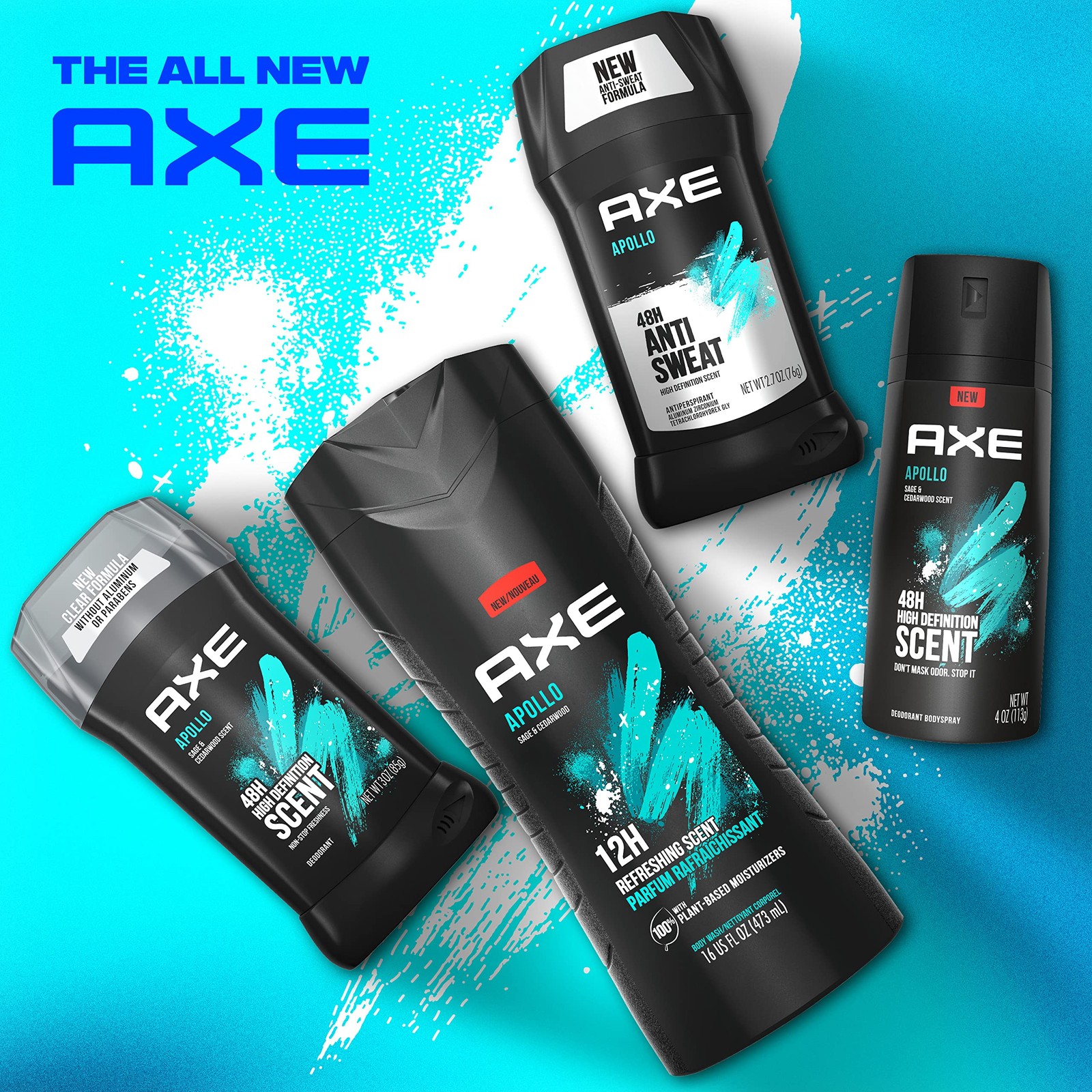 AXE Apollo Antiperspirant Deodorant Stick For 2.7 Ounce (Pack of 4), Black