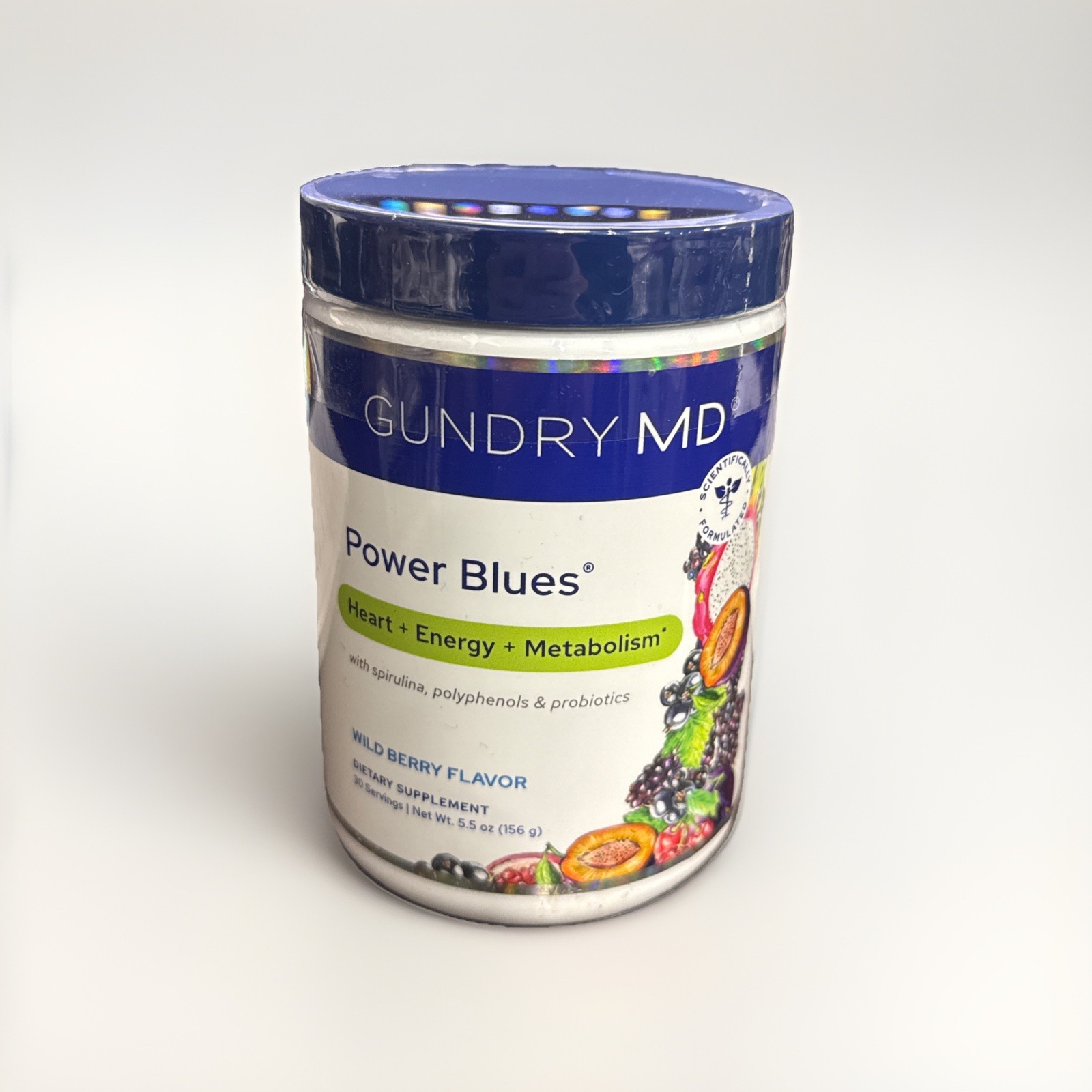Gundry MD Power Blues With Spirulina, Polyphenols&Probiotics Wild Berry MFG2025