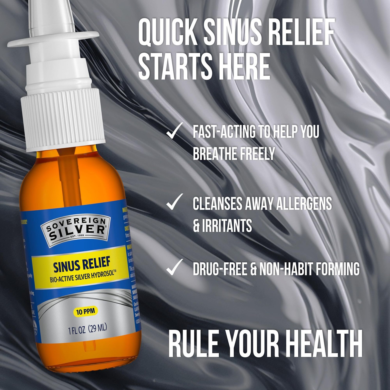 2x Sovereign Silver Natural Nasal Spray – Colloidal Silver 10 ppm 1 fl oz (30mL)
