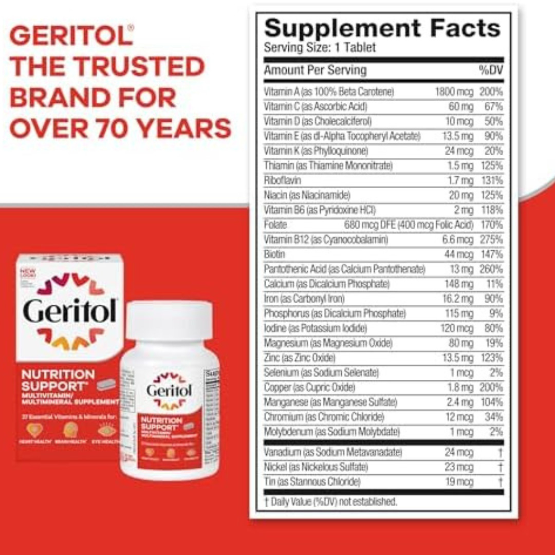 Geritol Multivitamin Supplement Contains B-Vitamins, Antioxidants, Iron 40 Count