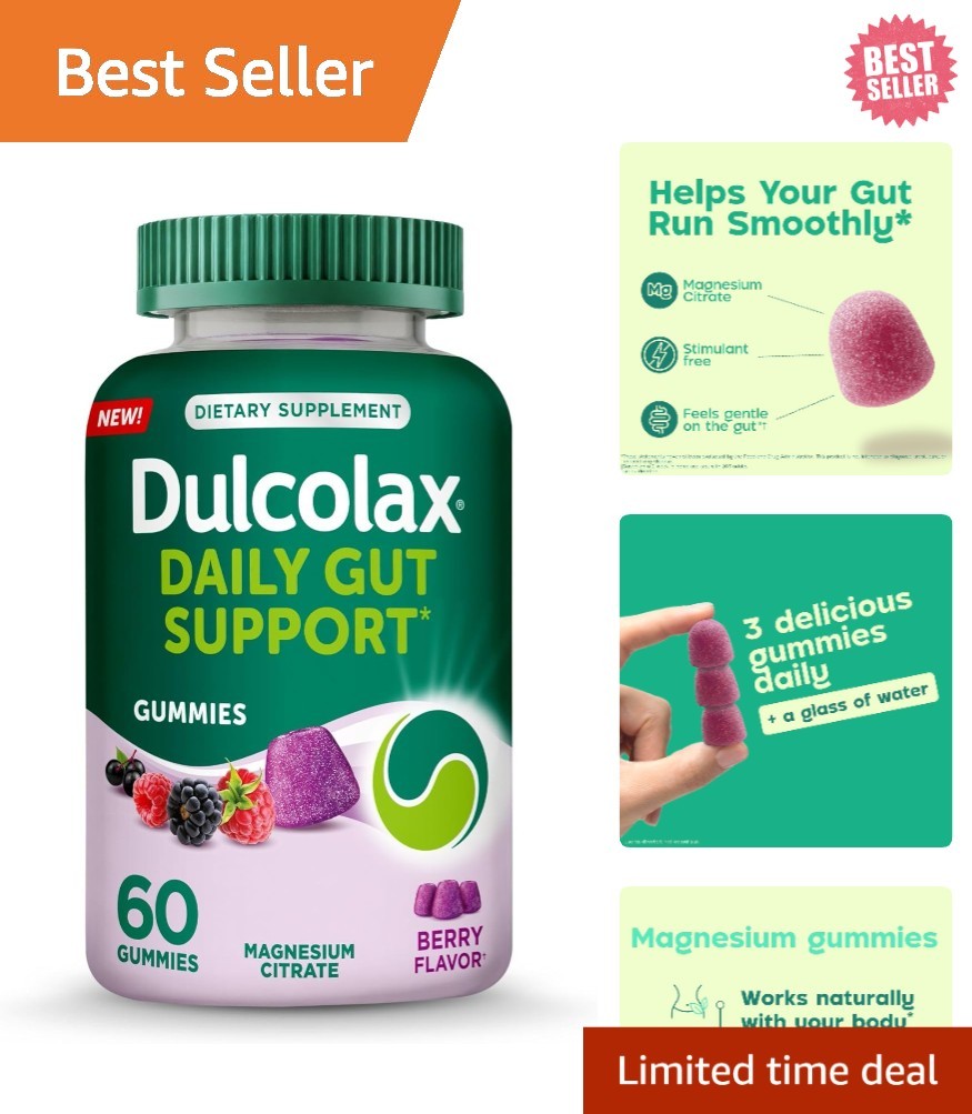 Dulcolax Daily Gut Support Gummies, Magnesium Formula, 60 Count
