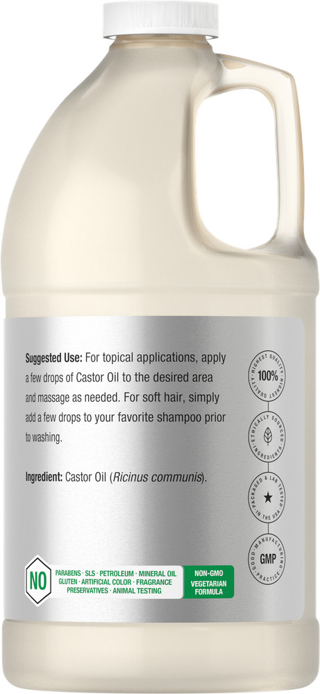 Castor Oil 64 oz Cold Pressed | 100% Pure Hexane Free | Vegetarian | by Horbaach