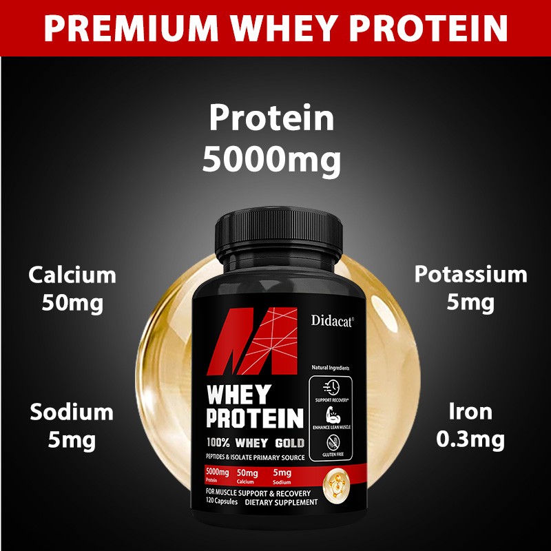Whey Protein 5000mg W Calcium Sodium 55mg Support Recovery,Enhance Muscle-120cap