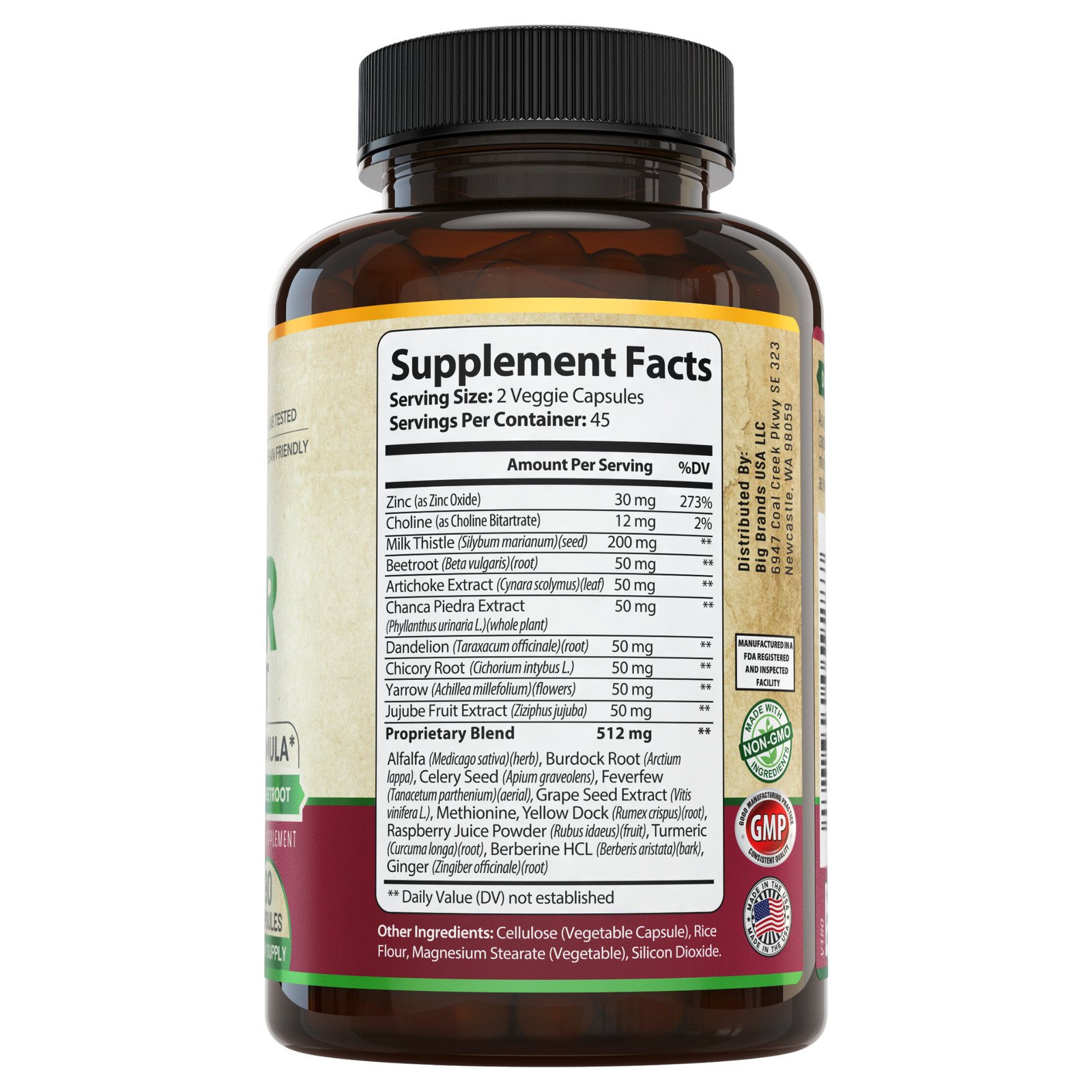 Liver Cleanse Detox & Repair Formula with Turmeric & Milk Thistle. 45 Day Supply