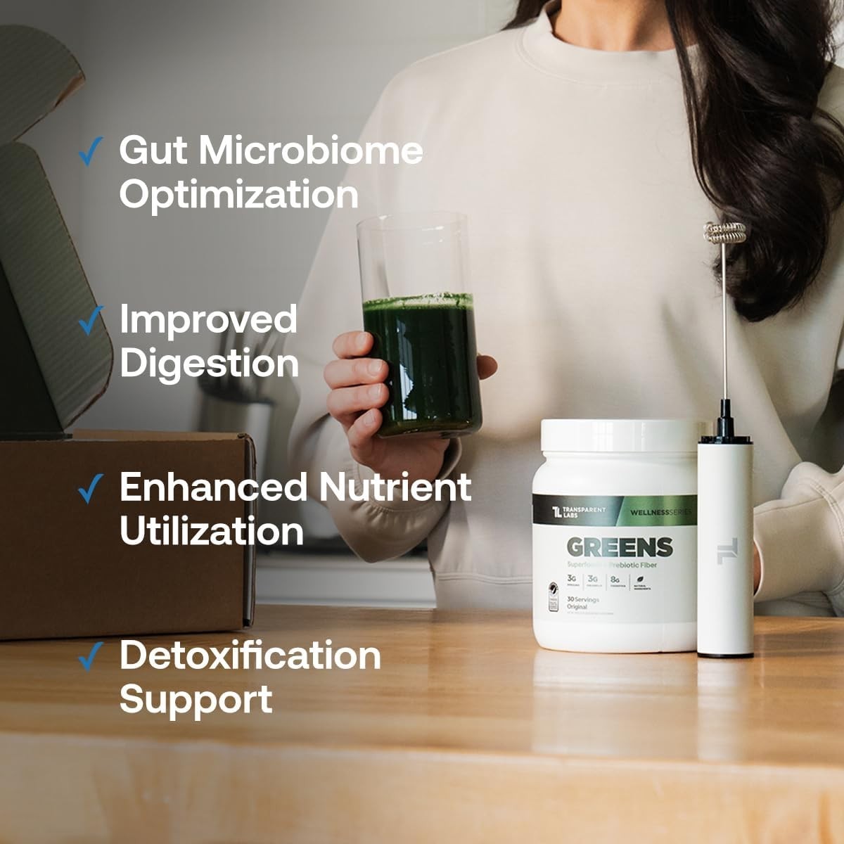 Organic Prebiotic Greens: Spirulina, Chlorophyll, Detox Support – 30 Servings