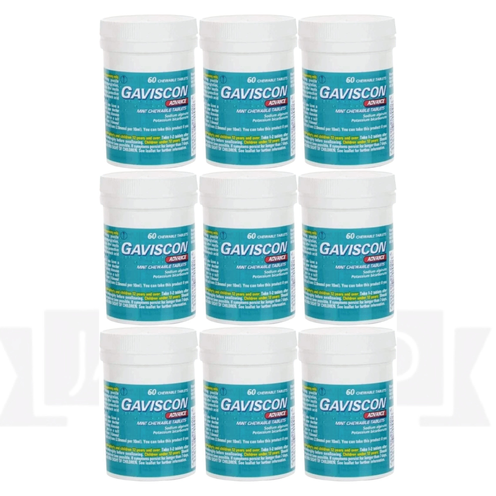 Gavi-scon Advance Chewable Mint Tablet 60ct – PACK OF 9