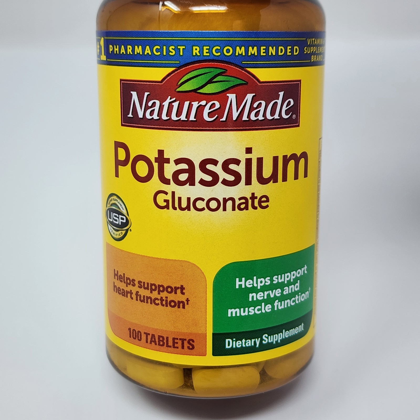 Nature Made Potassium Gluconate 550 mg, 100 Tabs per Bottle (2 Pack) Exp 07/2029