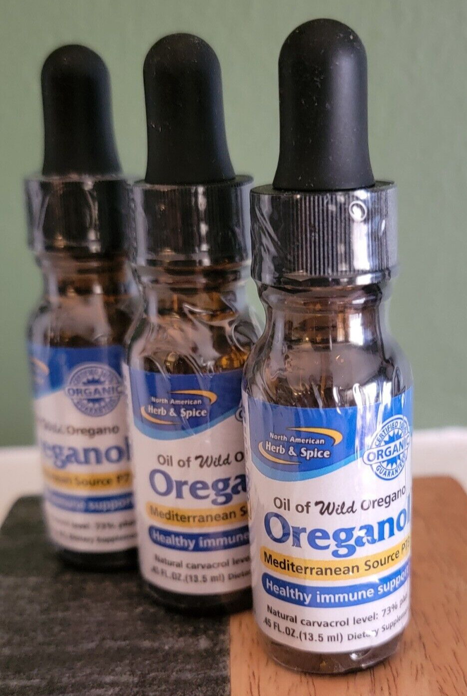 3 Bottles, North American Herb & Spice Oreganol P73 .45 oz Each, Exp. 08/2027