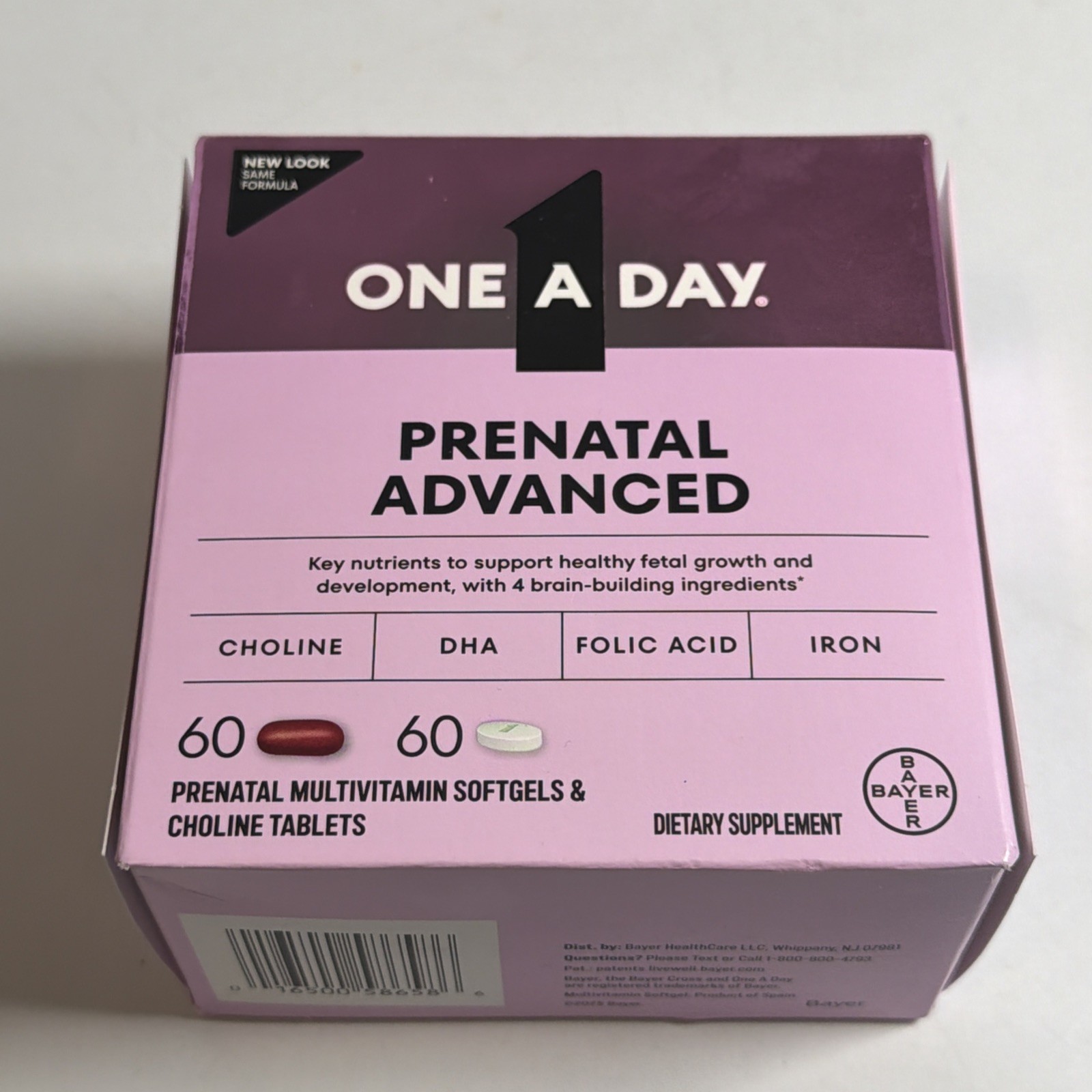 One A Day Advanced Prenatal Multivitamin Choline 60+60 Ct Exp 02/2027 Sealed
