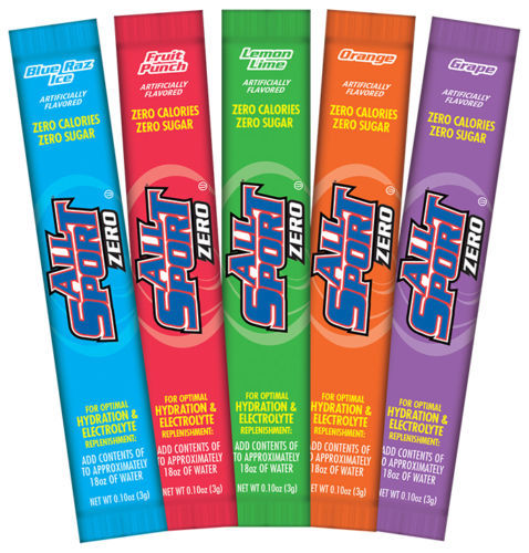 NEW ALL SPORT 20oz POWDER ZERO STICKS, BOX OF 50