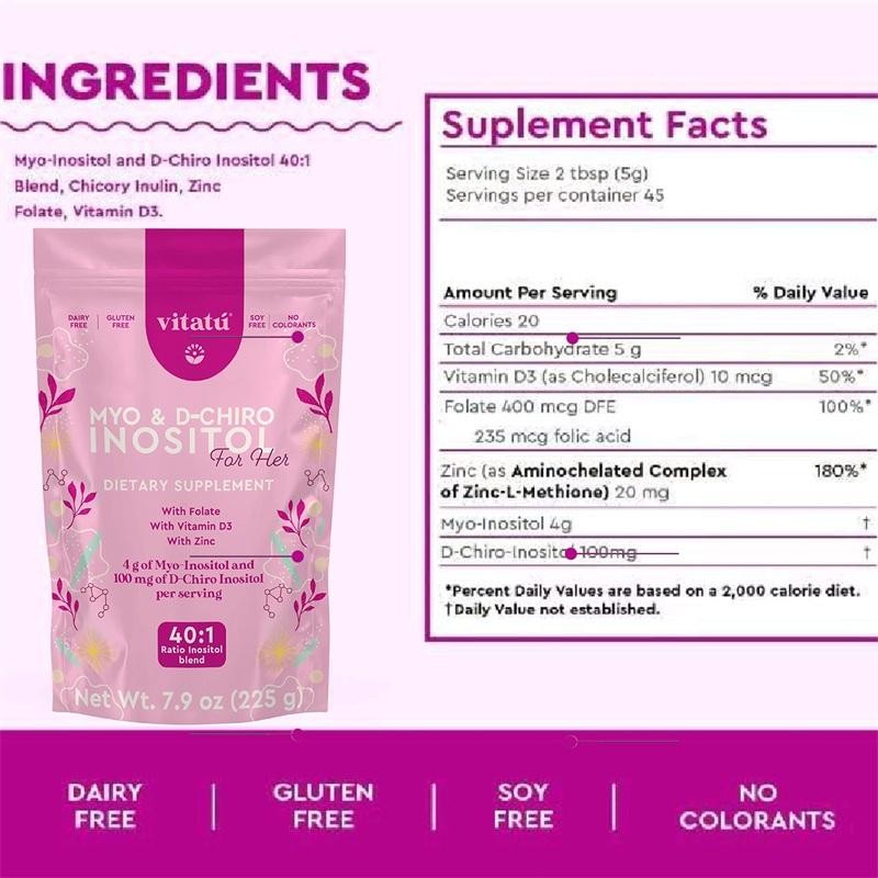 Vitatú | Myo Inositol (4g) & D-Chiro Inositol (1g) Ideal Mix 40:1